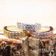 20G annealed steel bendable hoop ring with 30 cubic zirconia gems for versatile piercings such as cartilage, nose, and eyebrow.