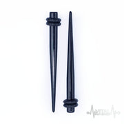 Pair of Black Acrylic Ear Stretchers, Lightweight 12G, 8G, 6G, 4G, 2G, 0G, 00G, 1/2"