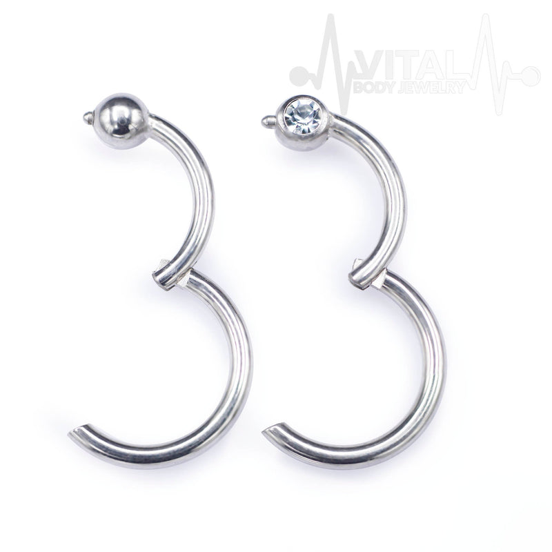 16G surgical steel hinged nose ring with fixed 3mm ball for comfortable, irritation-free wear in multiple piercings.