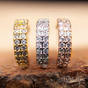 20G annealed steel bendable hoop ring with 30 cubic zirconia gems for nose, cartilage, and eyebrow piercings