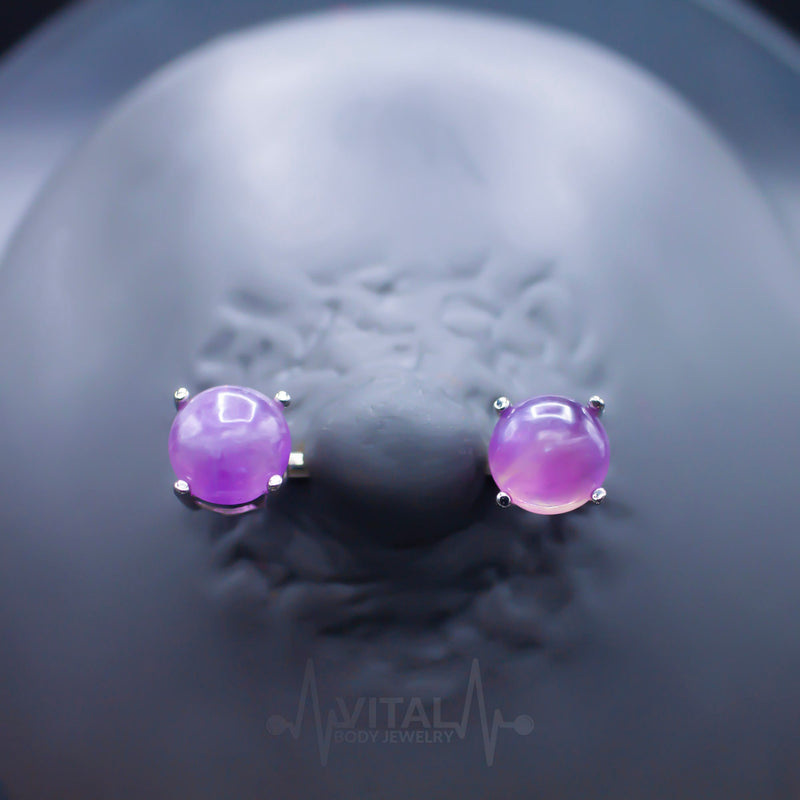 Pair of Semi-Precious Stones: Amethyst, Turquoise, Opalite and Tiger Eye - Surgical Steel Nipple Bars, 14G, Nipple Jewelry