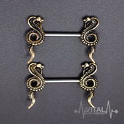 Pair of Cobra Nipple Rings 316L Surgical Steel Barbell