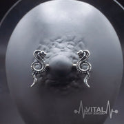 Pair of Cobra Nipple Rings 316L Surgical Steel Barbell