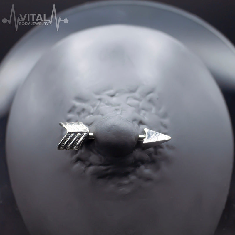14G surgical steel nipple bars with arrow design for stylish body jewelry and comfortable wear