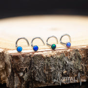 20G surgical steel corkscrew nose ring with vibrant multicolor opal for a secure and stylish fit