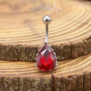 14G surgical steel belly button ring with colorful cubic zirconia gems in heart filigree design, lightweight and hypoallergenic for comfort.