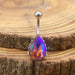 Tear Drop Navel Belly Button Ring, 14G, Colorful Gems in Heart Filigree Encasing, 316L Surgical Steel - Vital Body Jewelry