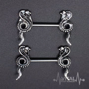 Pair of Cobra Nipple Rings 316L Surgical Steel Barbell