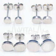 16G Pair of Fake Plugs, Black PVD Coated, Steel Finish, Nail It Down Studs, Earrings, Cheaters, Vital Body Jewelry