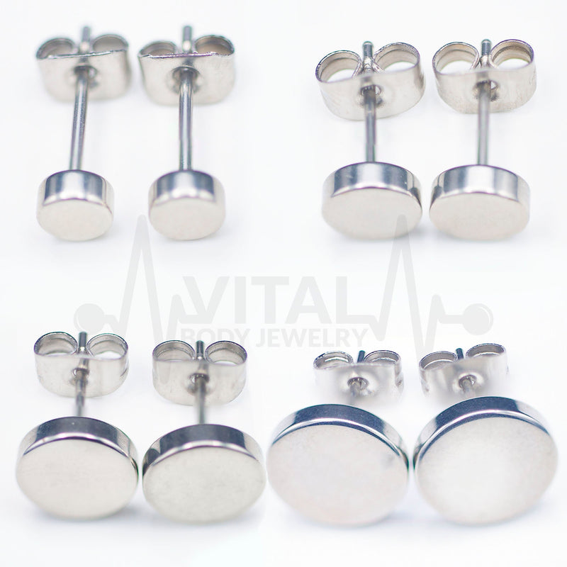 16G Pair of Fake Plugs, Black PVD Coated, Steel Finish, Nail It Down Studs, Earrings, Cheaters, Vital Body Jewelry