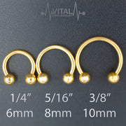 16G Septum Ring, Horseshoe, Curved Barbell, Circular Bent with Balls Ends in Gold, Rainbow, Rose Gold, Black and Silver Colors