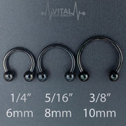 16G Septum Ring, Horseshoe, Curved Barbell, Circular Bent with Balls Ends in Gold, Rainbow, Rose Gold, Black and Silver Colors