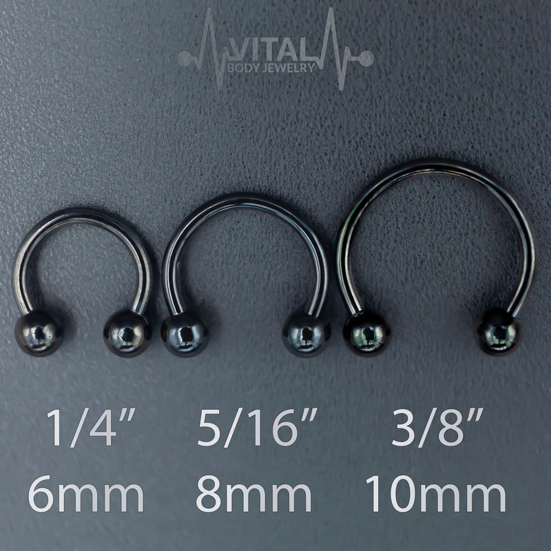 16G Septum Ring, Horseshoe, Curved Barbell, Circular Bent with Balls Ends in Gold, Rainbow, Rose Gold, Black and Silver Colors