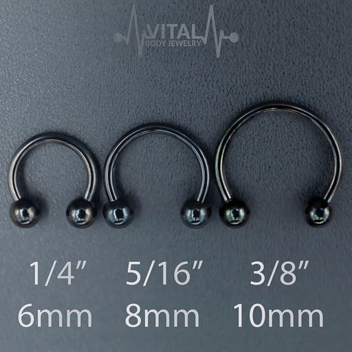 16G Septum Ring, Horseshoe, Curved Barbell, Circular Bent with Balls Ends in Gold, Rainbow, Rose Gold, Black and Silver Colors