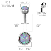 Titanium • Fire Opal, Belly Button Ring, 14G, Internally Threaded, Four Natural Colors • Vital Body Jewelry