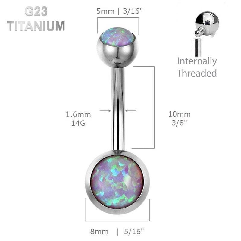 Titanium • Fire Opal, Belly Button Ring, 14G, Internally Threaded, Four Natural Colors • Vital Body Jewelry