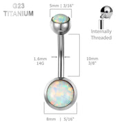 Titanium • Fire Opal, Belly Button Ring, 14G, Internally Threaded, Four Natural Colors • Vital Body Jewelry