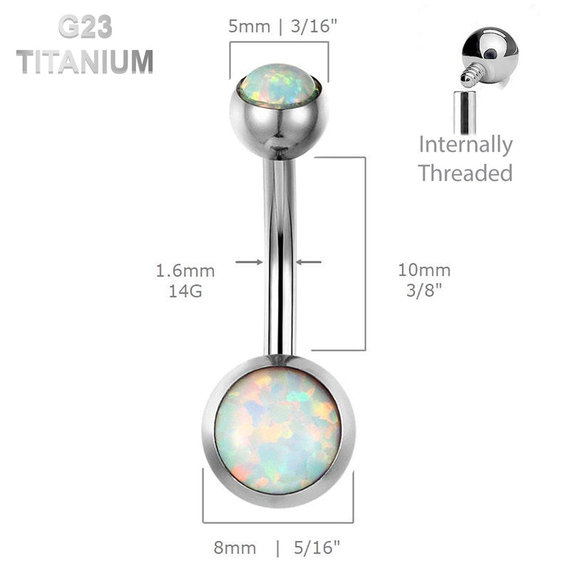 Titanium • Fire Opal, Belly Button Ring, 14G, Internally Threaded, Four Natural Colors • Vital Body Jewelry