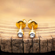 20G Surgical Steel Stud Earrings in Silver and Gold Color - Vital Body Jewelry