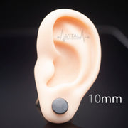 16G Pair of Fake Plugs, Black PVD Coated, Steel Finish, Nail It Down Studs, Earrings, Cheaters, Vital Body Jewelry