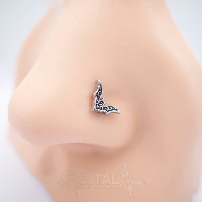20G L Shape Bat Nose Stud, 1/4 (6mm) Long, 316L Surgical Steel - Vital Body Jewelry