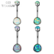 14G titanium belly ring with fire opal design available in four vibrant colors for stylish and comfortable wear.