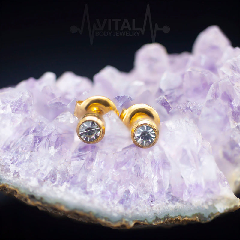 20G Surgical Steel Stud Earrings in Silver and Gold Color - Vital Body Jewelry