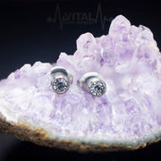 20G Surgical Steel Stud Earrings in Silver and Gold Color - Vital Body Jewelry