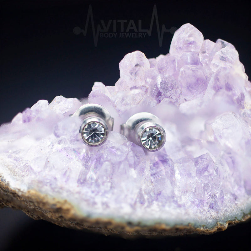 20G Surgical Steel Stud Earrings in Silver and Gold Color - Vital Body Jewelry