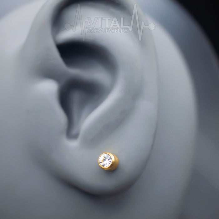 20G Surgical Steel Stud Earrings in Silver and Gold Color - Vital Body Jewelry