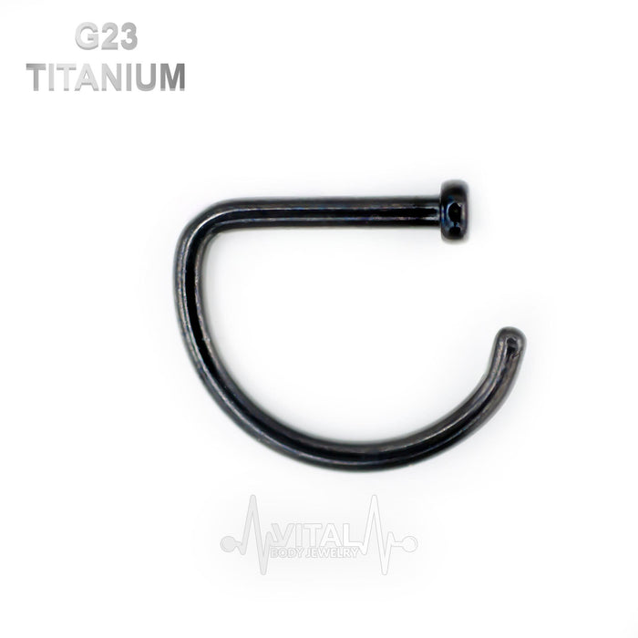 Titanium Open Nose Ring, Adjustable, Easy To Fit Disk End, Comfortable, Half Hoop