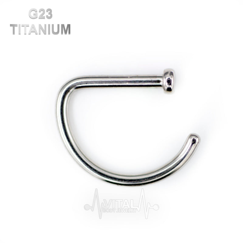20G titanium open nose ring with adjustable half hoop design for a comfortable and stylish look.