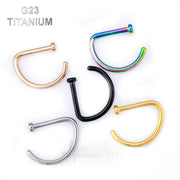 20G titanium open nose ring with adjustable half hoop design for customizable fit and lightweight comfort