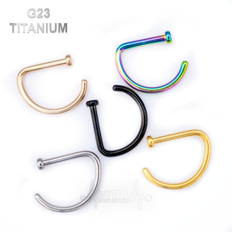 20G titanium open nose ring with adjustable half hoop design for customizable fit and lightweight comfort