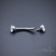 16G titanium curved eyebrow barbell with CZ gem balls for a stylish and comfortable piercing experience