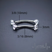 16G titanium curved eyebrow barbell with 3mm CZ gem balls for stylish and comfortable eyebrow piercing