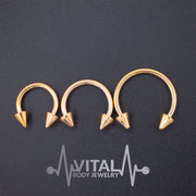 16G Septum Ring, Horseshoe, Curved Barbell, Circular Bent with Spike Ends in Gold, Rainbow, Rose Gold, Black and Silver Colors