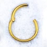 18G Hinged Nose Ring with CZ Paved Stones - Surgical Steel - Seamless Clicker
