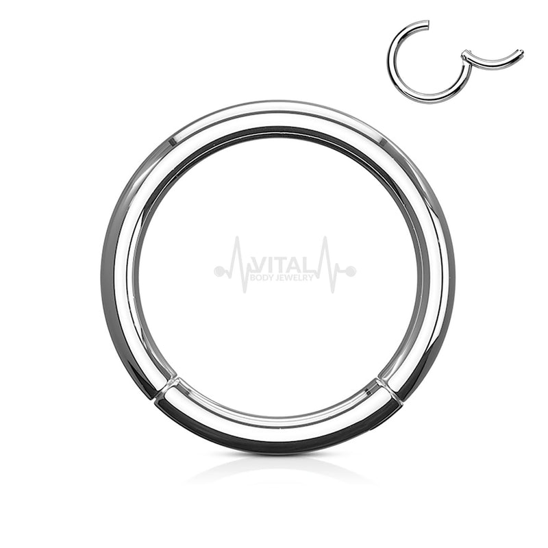 18G titanium hinged segment septum ring designed for comfort and effortless wear, ideal for sensitive skin and various piercings