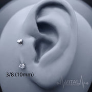 16G Titanium Eyebrow Ring, Internally Threaded, Curbed Barbell with Gem Ends - Vital Body Jewelry