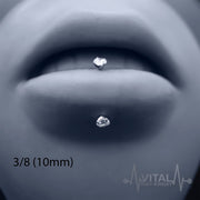 16G Titanium Eyebrow Ring, Internally Threaded, Curbed Barbell with Gem Ends - Vital Body Jewelry