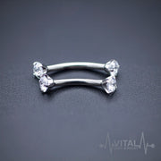 16G titanium curved eyebrow barbell with CZ gem balls for a sparkling and stylish look