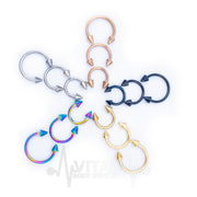 16G surgical steel septum ring with spike ends, PVD coated for a durable finish and lightweight comfort. Available in multiple diameters.