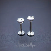16G Labrets - Internally threaded - Surgical Steel - Press Fit - Cubic Zirconia with a Shiny Clear Diamond Gem