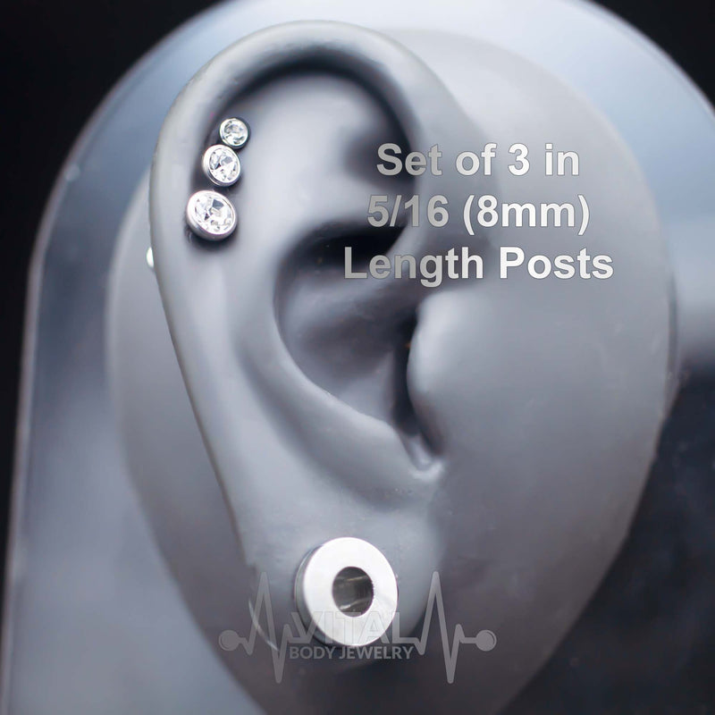 16G Labrets - Internally threaded - Surgical Steel - Press Fit - Cubic Zirconia with a Shiny Clear Diamond Gem