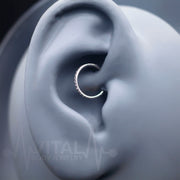 18G Hinged Nose Ring with CZ Paved Stones - Surgical Steel - Seamless Clicker