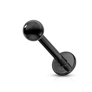 16G PVD coated surgical steel labret stud with 3mm ball end, designed for lip, earlobe, and cartilage piercings.