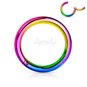 Titanium • Nose Ring, 18G, Septum Ring, Earring, Seamless, Segment Hinged Hoop • Vital Body Jewelry
