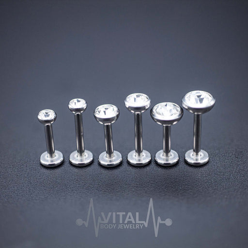16G Labrets - Internally threaded - Surgical Steel - Press Fit - Cubic Zirconia with a Shiny Clear Diamond Gem