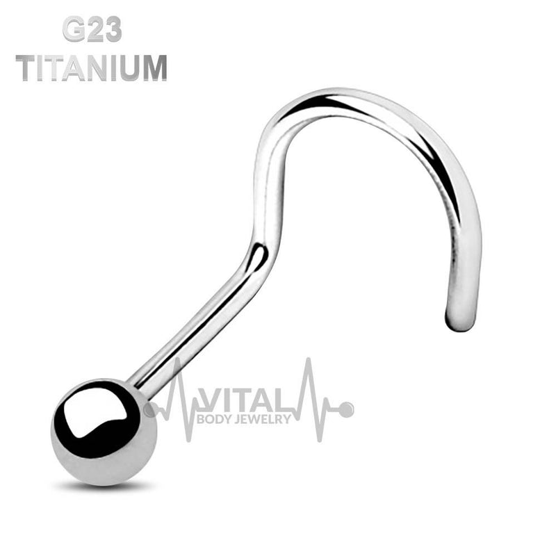 18G titanium corkscrew nose stud with ball, dome, or spike end options for versatile styling and comfortable wear.